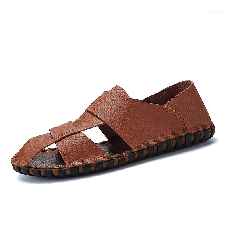 

2020 High Quality Sandals Men Models Covered Toes Men Sandals Original Breathable Soft Male Shoes Summer Big Size Buckle1, 33088white