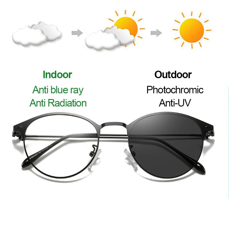 

Photochromic Glasses With Anti Radiation Changing Color Sunglasses Round Women Transition Glasses For Men Discoloration Eyeglass