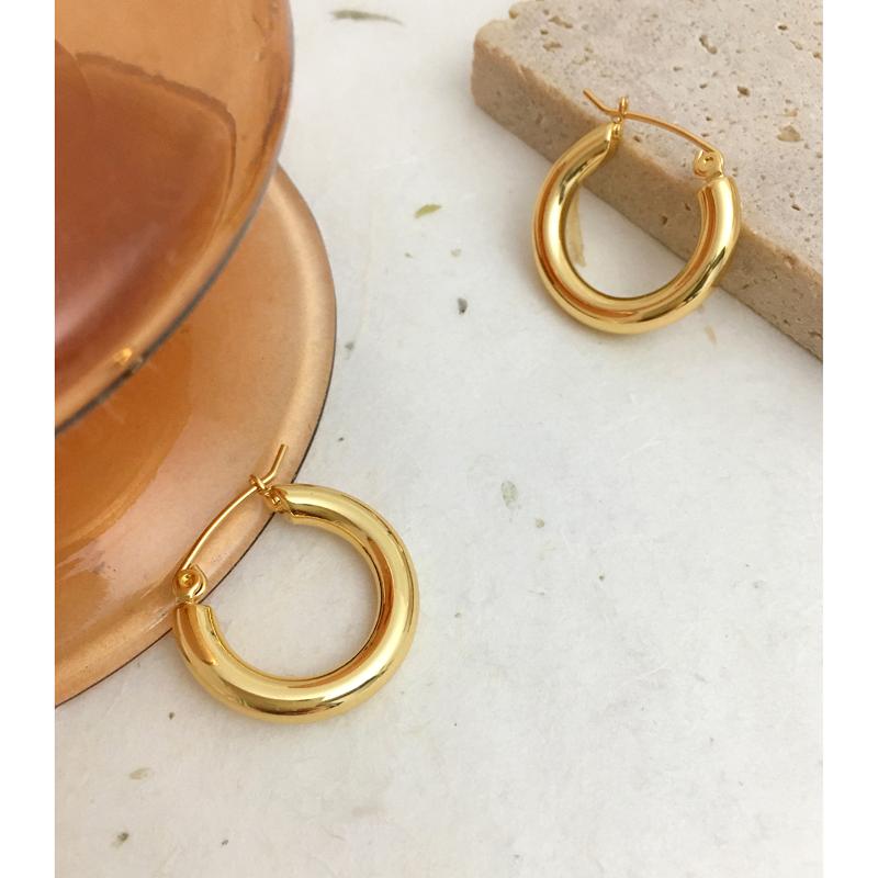 

Monlansher Classic Geometric Round Hoop Earrings Gold Silver Color Copper Metal Earrings for Women Minimalist Jewelry