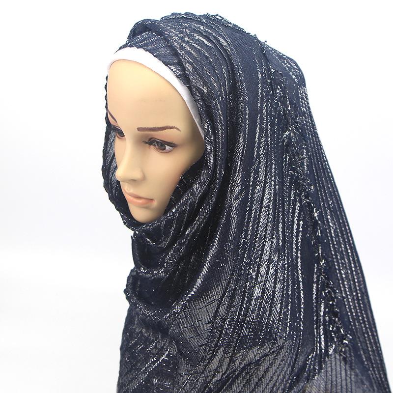 

2020 Shimmer Gold Blocking Cotton Shawl Scarf Women Glitter Hijab Islamic Wrap Stamping Muslim Hijab VKHJ1010