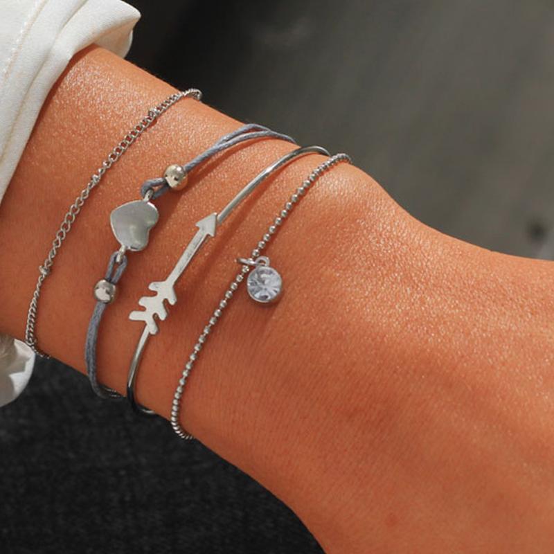 

Boho Classic Arrow Knot Round Crystal Bracelet Set for Woman Multilayer Adjustable Open Bracelet set Women Fashion Party Jewelry