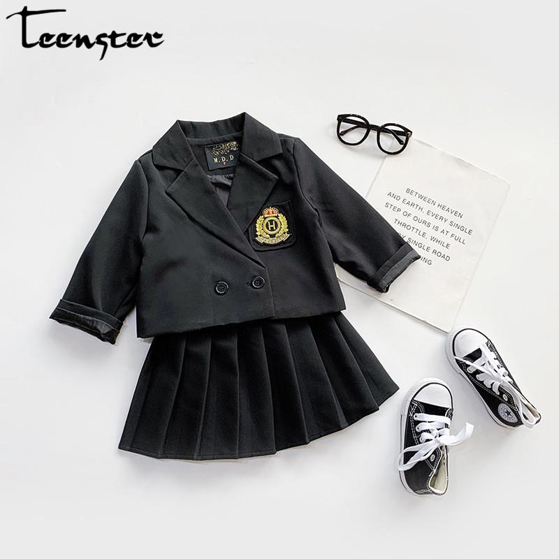 

Teenster Autumn Kids School Clothing Set Toddler Girls Fall Outfits Long Sleeve Top&Pleated Skirt Teenagers Children Clothes, T31093-2