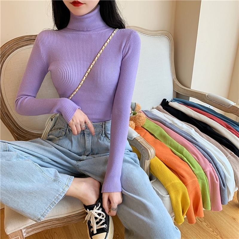 

2021 New Shirt with turtleneck tight feminine solid color inside a deep autumn thermal sleeve fine versatile adjustment RT6R, Apricot