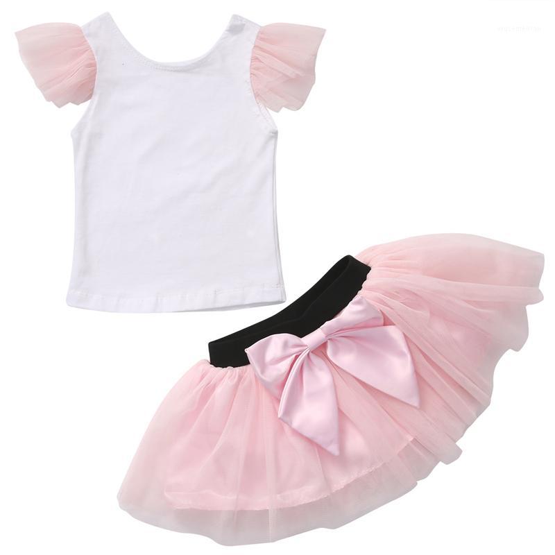 

2020 Summer Baby Girls Clothing Sets Newborn Infant Baby Boy Girls Clothing Short Sleeve T-shirt Pink Tutu Skirts Outfits 0-3Y1, As photo shows