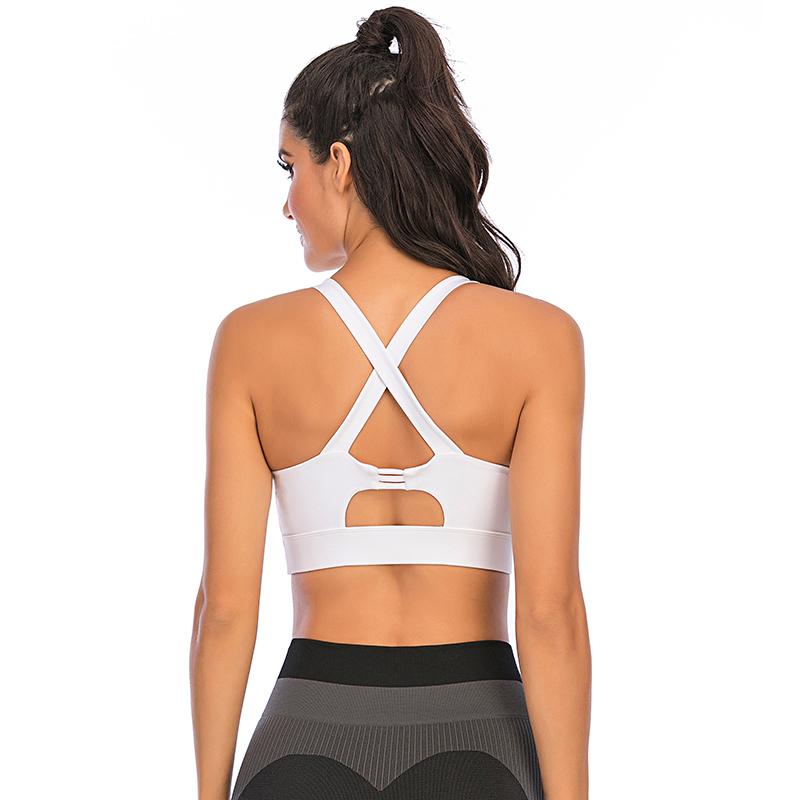

Sports Bra Fitness Women Active Wear Running Cross Back Solid Yoga Crop Top Jogging Femme Bralette, Black