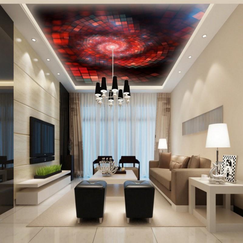 

Drop Shipping 3D Custom Photo Wallpaper Colorful Plaid Spiral Smallpox Ceiling Wallpaper Living Room Decoration Custom Murals, As pic