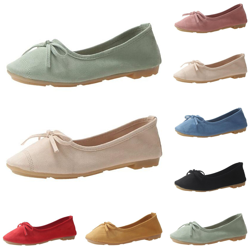 

top luxury women casual shoes black Pink blue green loafers flat Suede bow-knot Retro soft bottom size 35-40, #3