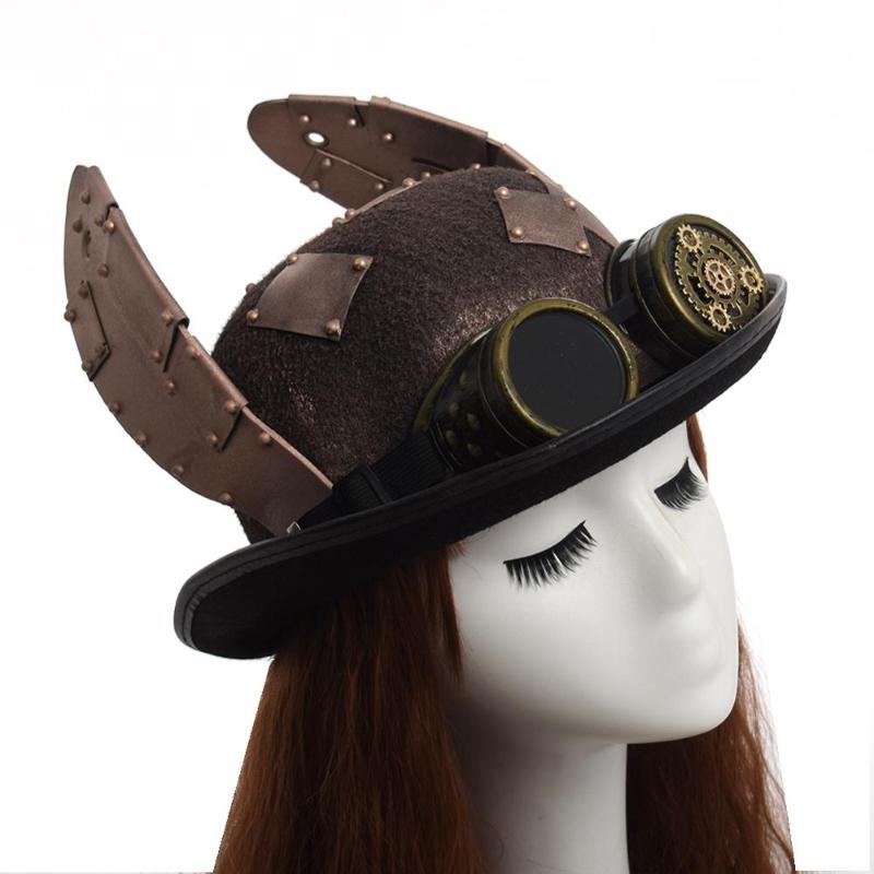 

Steampunk Hat Retro Ears Goggle Billycock Groom Punk Bowler Fedora Women Top Hats