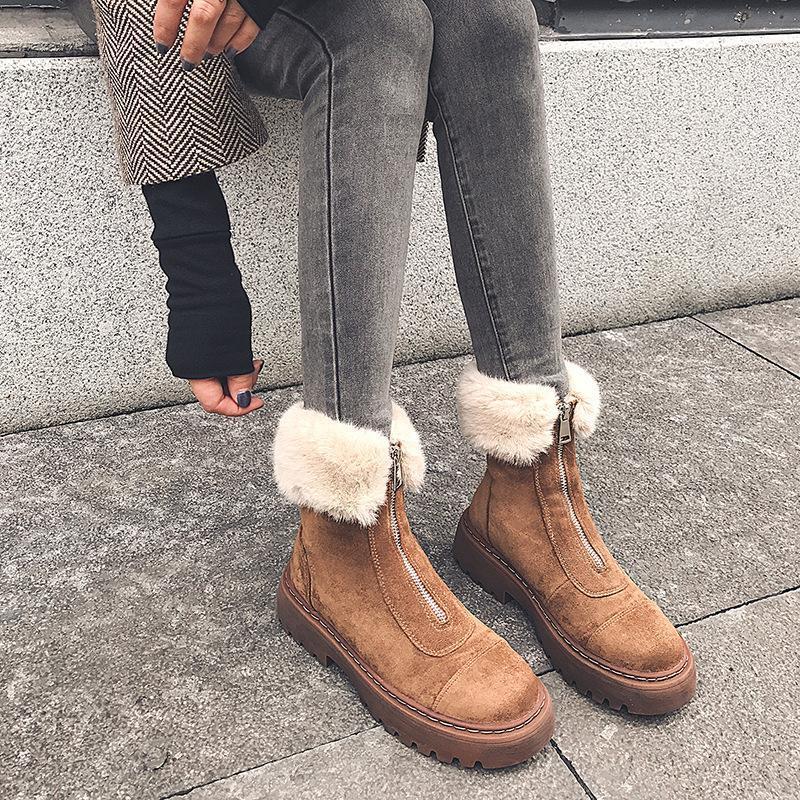 

Autumn And Winter Women Shoes Casual Simplicity Zipper Boots Snow Boots Genuine Leather Black Cow Suede Short1