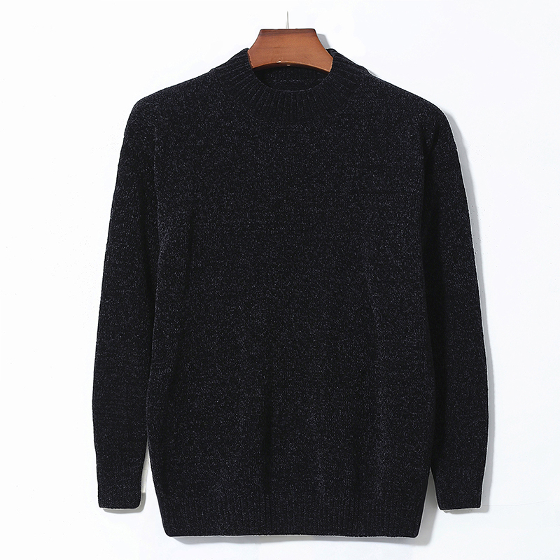 

2020 Pulley Autumn Fashion Male Winter Sweater Trend Casual Special Bottom Shirt Thin Mesh Chenille Comfortable and Warm Cool Top, Black