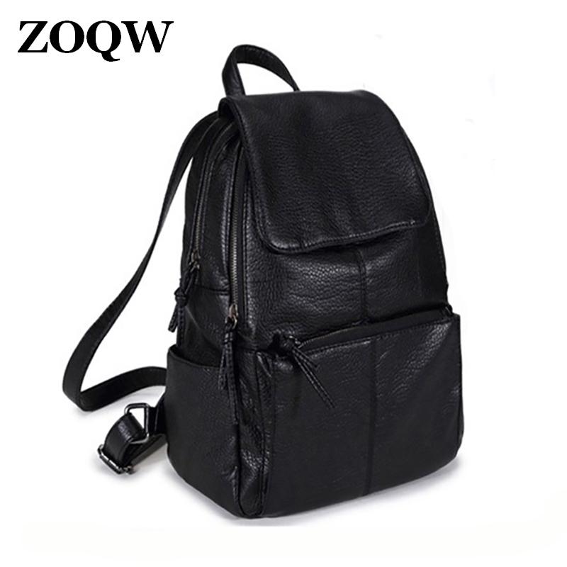 

2021 New Fashion PU Leather Backpack Women Bag Black Casual Bags European Style Teenage Girls School bag Women Backpack WUJ0882