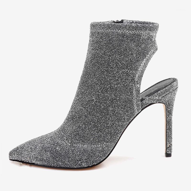 

Arden Furtado 2020 Fashion Women's Shoes Elegant Women's zipper stiletto heels ankle Boots zipper stretch boots big size 42 431, Black
