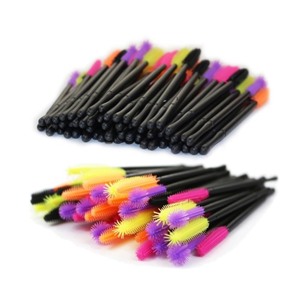 

50pcs/lot Disposable Mascara Wands Silicone Eyelash Brush Makeup Mascara Applicators Kit Applicator Wand Brush, Sky blue