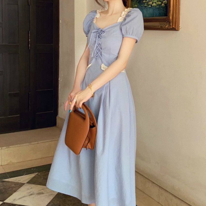 

2021 New Summer Elegant a Line Short Sleeve Party Kawaii Korean Japan Style French Vintage Retro Women Ojkb, Short-red