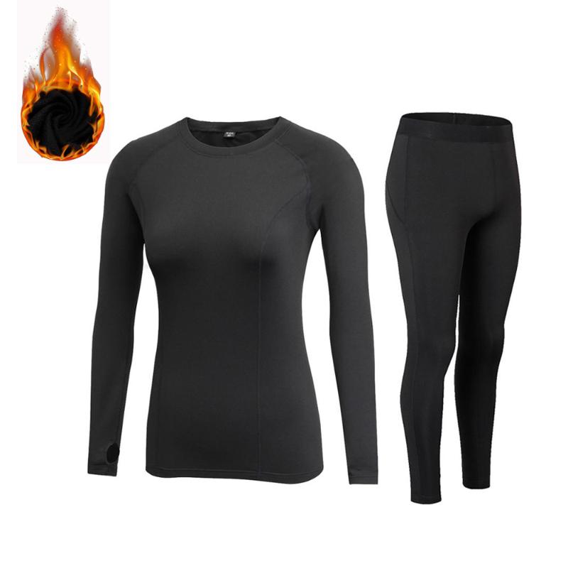 

New Thermal Underwear Women Winter Underwear Sets Anti-microbial High Stretch Fleece Thermo Female Warm Long Johns, Black