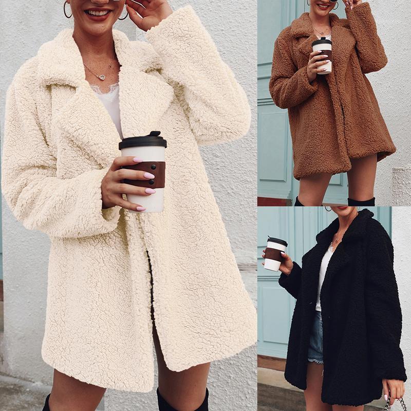 

Loose Lapel Long Coats Winter Warm Fleece Fur Jacket Turn-Down Collar Outerwear Plus Size Plush Fluffy Teddy Coats -3XL1, 01
