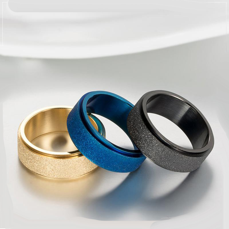 

8MM Sandblast Wedding Rings for Men Women Stainless Steel Black Blue Gold Engagement Promise Ring Fashion Jewelry Accessories Best Gifts