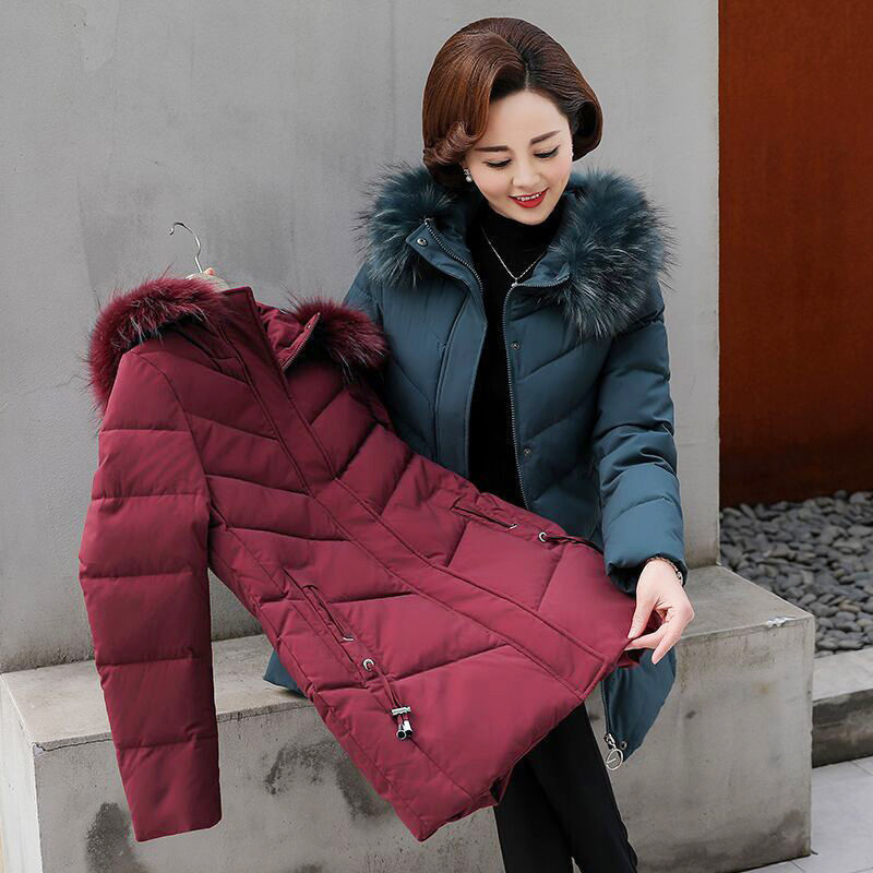 

New Winter Coat Parka Jackets with Casual Female Middle-aged Older Down Cotton Outerwear More Size R532 Lfy2, Light purple