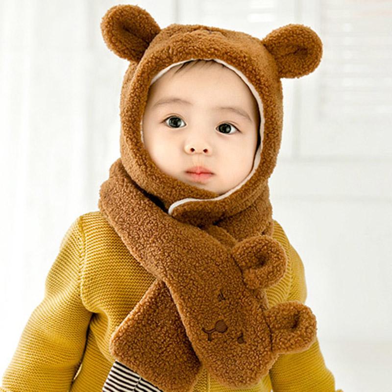 

6-18M Newborn Baby Hat Set Baby Girls Boys Winter Knit Caps Scarves Cute Neck-Wrap Warm Cartoon Hat Scarf Sets, Pink