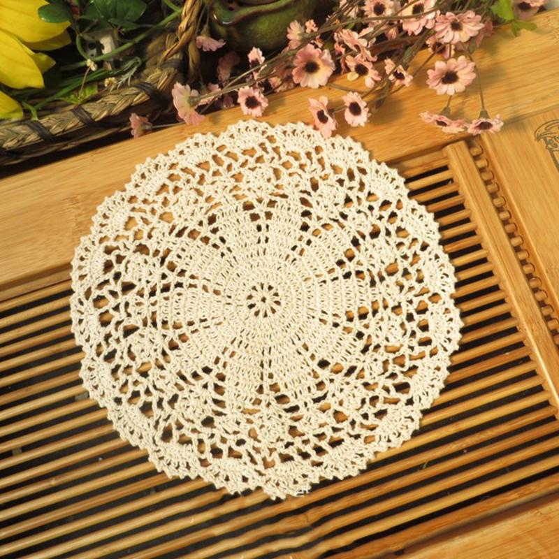 

Handmade DIY Cotton 30Cm Table Mat European Round Flower Placemat Crochet Doily Cup Pad Wedding Doilies Crochet 2PCS/lot, White