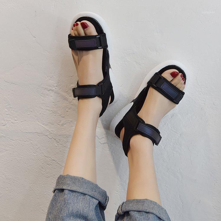 

2021 New Hot Small Fragrance Style Fashion Sports Thick Bottom Sandals Sandals Women's Word Belt Comfortable Beach Shoes1, Black