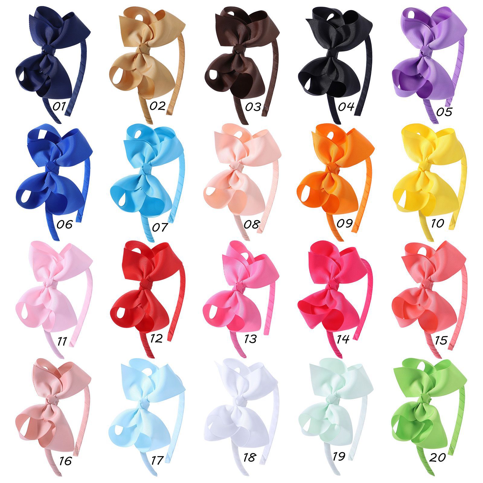 

Baby Girls Hair Sticks solid color Ribbon Bow Hairbands Princess Boutique Grosgrain Hair Accessories Girl Plastic clasp dot Bows, As pic