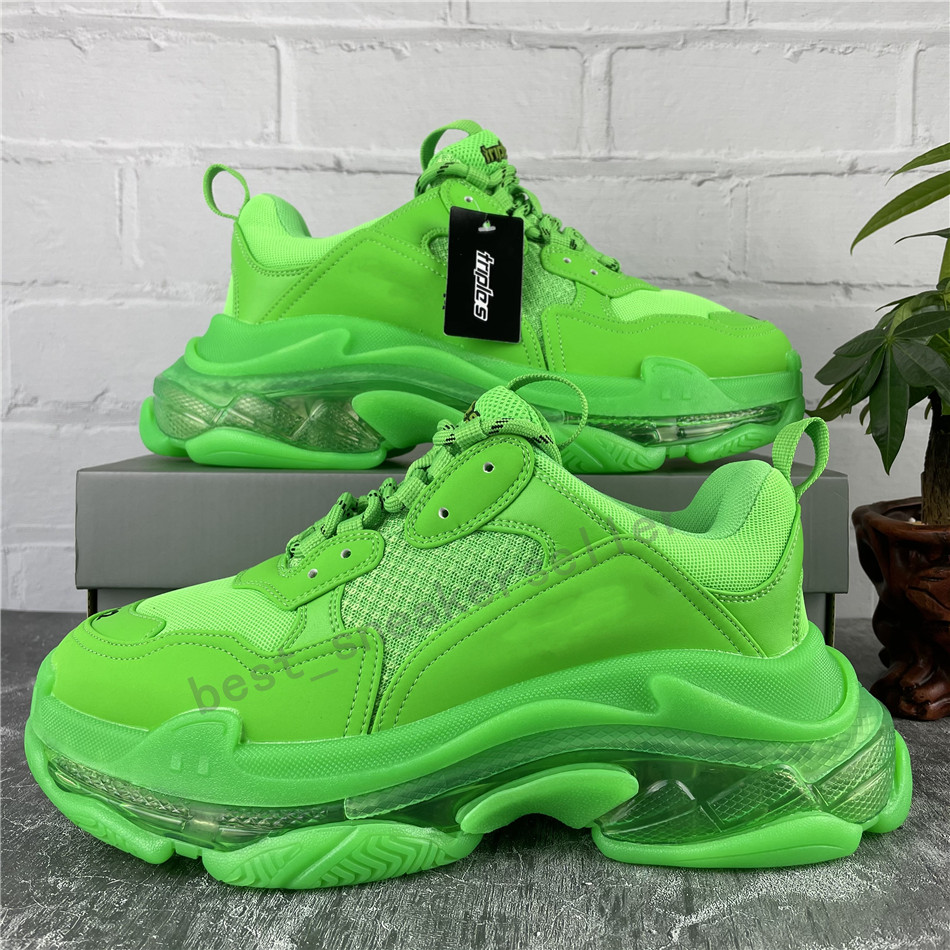 

Paris Clear Sole Beige Retro Casual Shoes Womens Mens Sneakers Trainers for Old Dad Triple S Party Chaussures De Sport Platform Shoe, Fushia