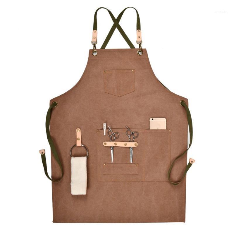 

BBQ Apron Bib Chef Kitchen Apron Female Men Barista Bartender Pocket Family Barber Chef Coffee Restaurant1