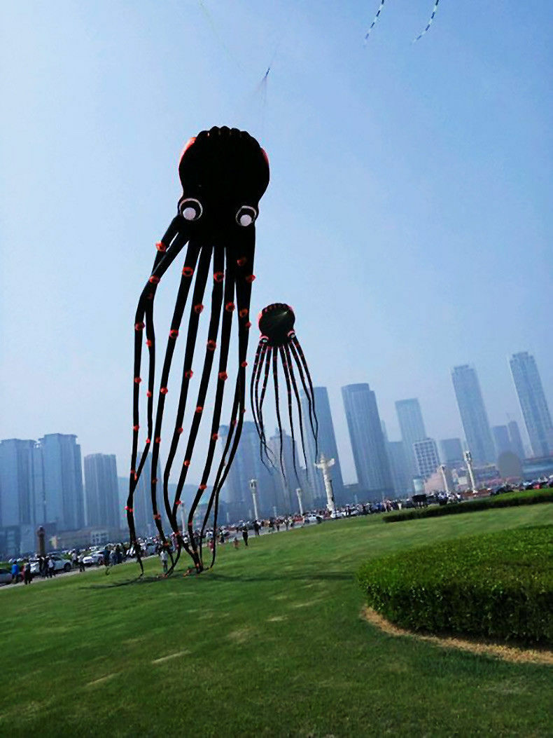 2019 3D 15m Black 1 Line Stunt Parafoil Octopus POWER Sport Kite outdoor toy 
