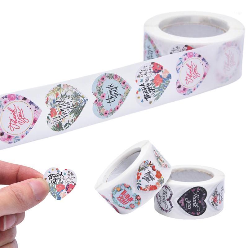 

500Pcs Heart Shape Flower Thank You Stickers Wedding Gift Envelope Seal Labels1