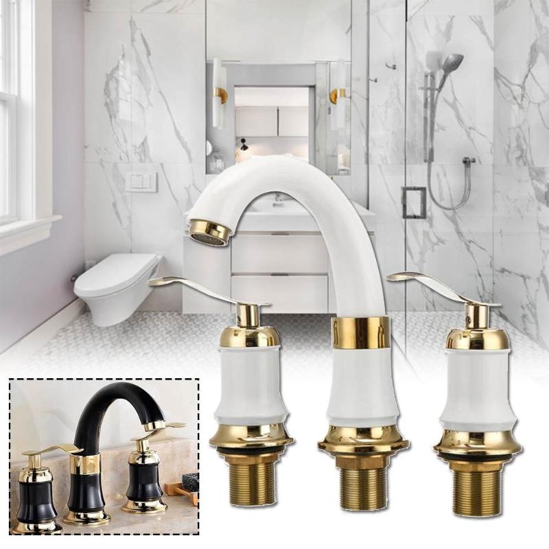 

Bathroom Faucet Cold Hot Mixer Tap with Pipes Ceramic Valve Core Basin Faucet Bathtub Deck Mounted Tub Sink Water