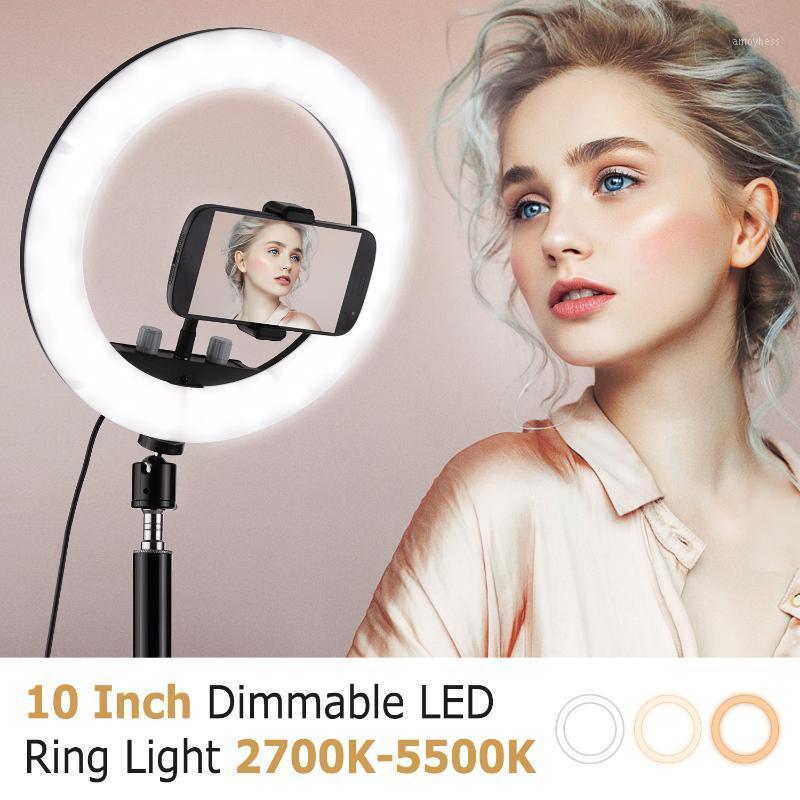 

10 Inch LED Ring Light Photography Lamp USB Powered with Desktop Light Stand Phone Holder for Live Video Network Makeup1