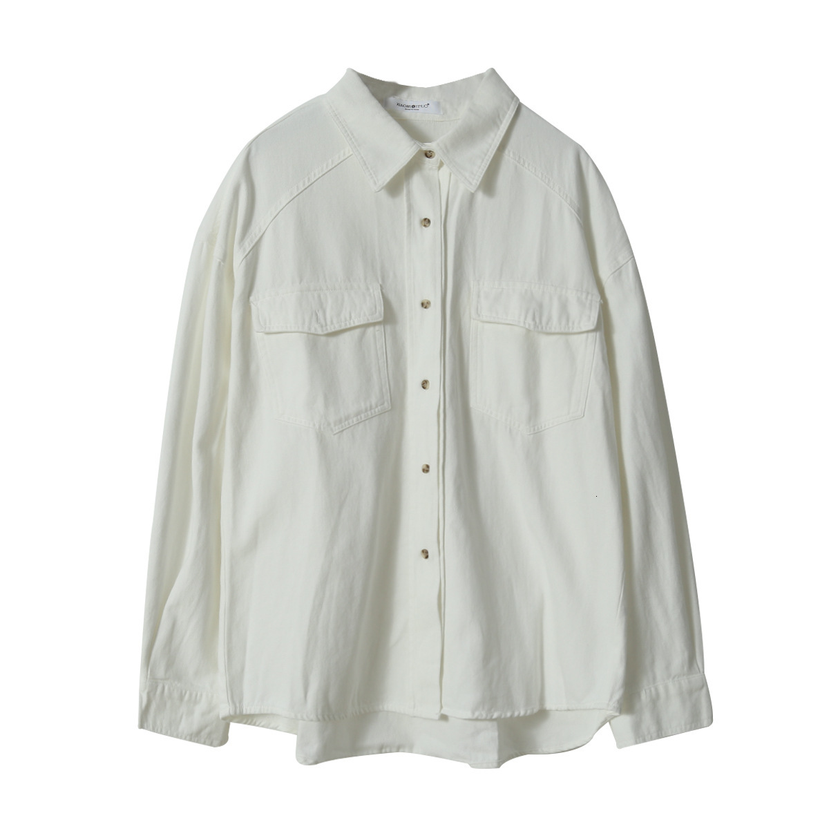 

New 2021 Women Spring Cotton Turn Down Collar with Pocket Womens Tops and Blouses White Shirt Blusas Roupa Feminina 8x8u, Khaki