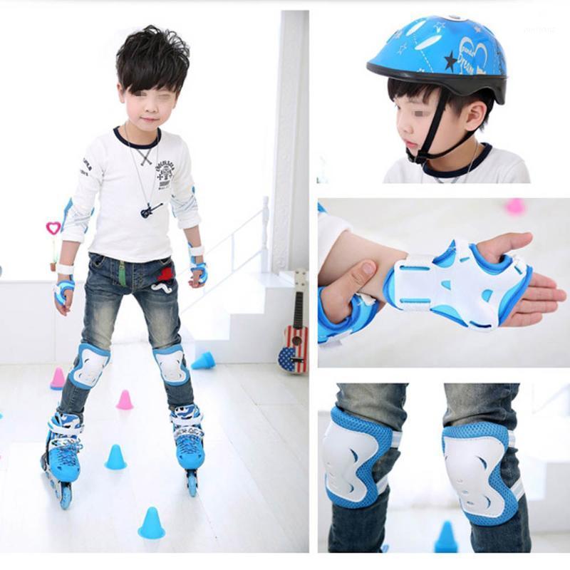 

6pcs/Set Children Sports Skateboard Roller Skating Skateboard Skiing Knee Elbow Wrist Protective Pad Kit Guard Gear Pad Guards1, Light blue