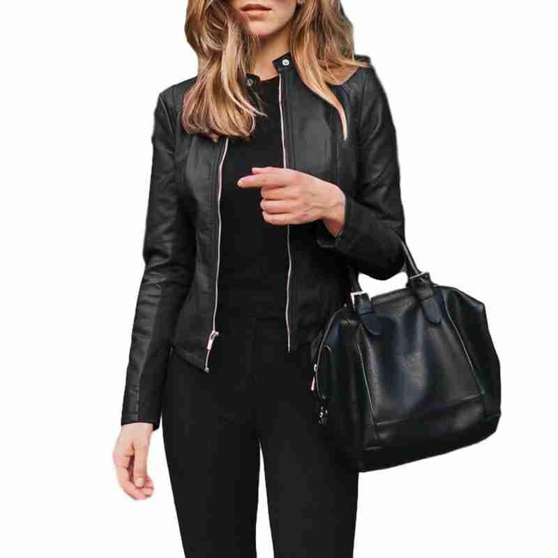 

Leather Jacket Coat Autumn And Winter Women' Fashion Leather Pu Suit Jacket British Cool And Handsome
