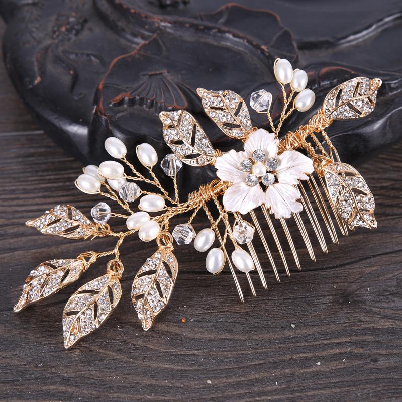 

New Fashion Gold Hair Jewelry Pearl Rhinestone Hair Combs And Clips Handmade Bridal Hairpins For Wedding Women Accessories