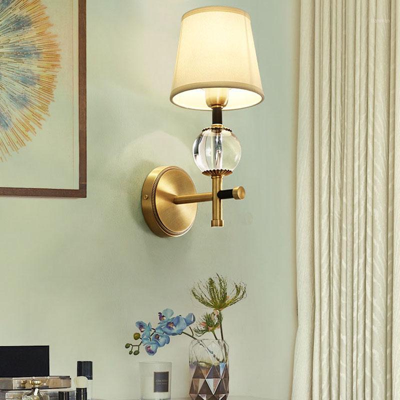 

Modern Bedroom Bedside Lamp Decor Crystal Ball Wall Lamp Simple Living Room Home Wall Sconce Gold Metal Light Fixture Luminaria1