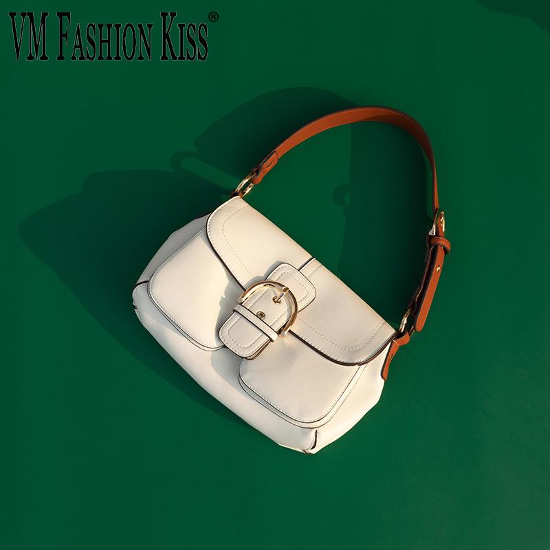 

Baguette Bag Retro Armpit White Handbags Hasp Crossbody Bags For Women Pu Leather Single Shoulder Messenger Bag Turn Fur Lining, Black