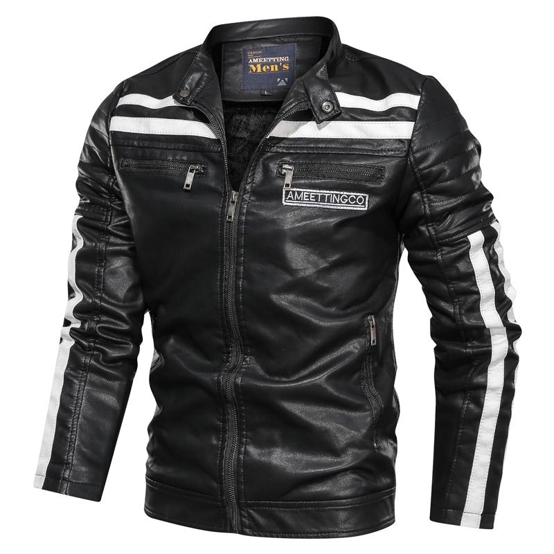 

2020 Slim Fit Motorcycle Leather Jacket Men Biker Pu Coat Faux Bomber Causal Autumn Male Baseball Jackets, 9013 red