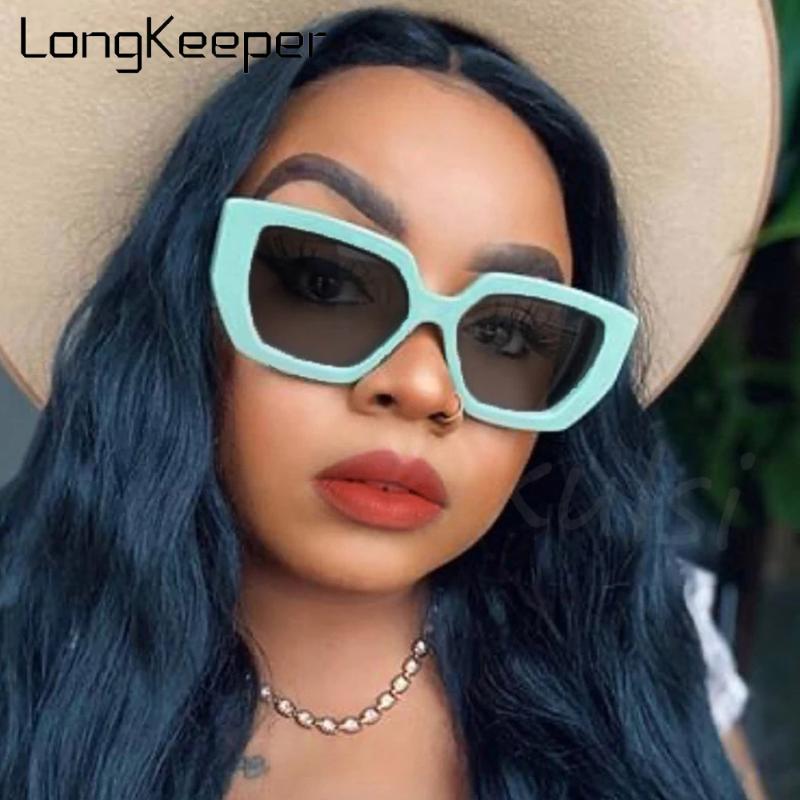 

Sunglasses Longkeeper Vintage Thick Frame Men's Square Women Oversized Sun Glasses Female Green Shades Oculos UV400