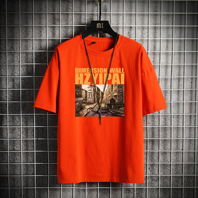

T-shirt Men Women 2020 Orange Graphic Tees Oversized Hip Hop Japanese Streetwear Harajuku Tshirt Male T Shirt Men, Black t-shirt men