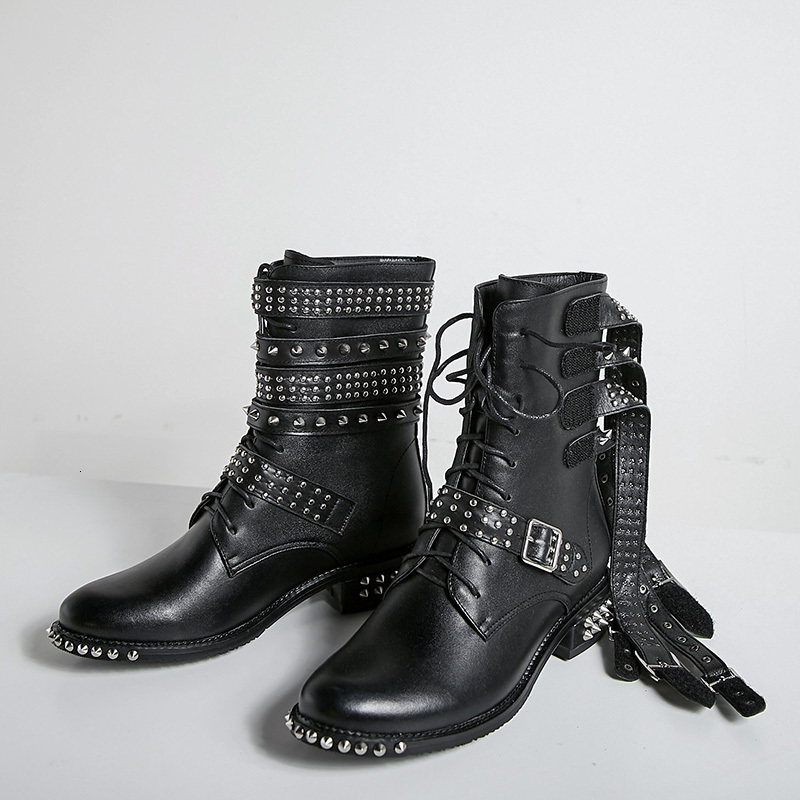

2021 Women's Superior for Woman Autumn and Winter Velvet Pop Street Style Short Rock Boots 2ULW, Black