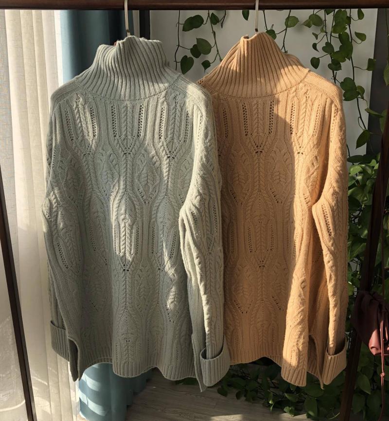 

Women Sweater 2021 New Interwoven Twist Pattern Matching, Mint green