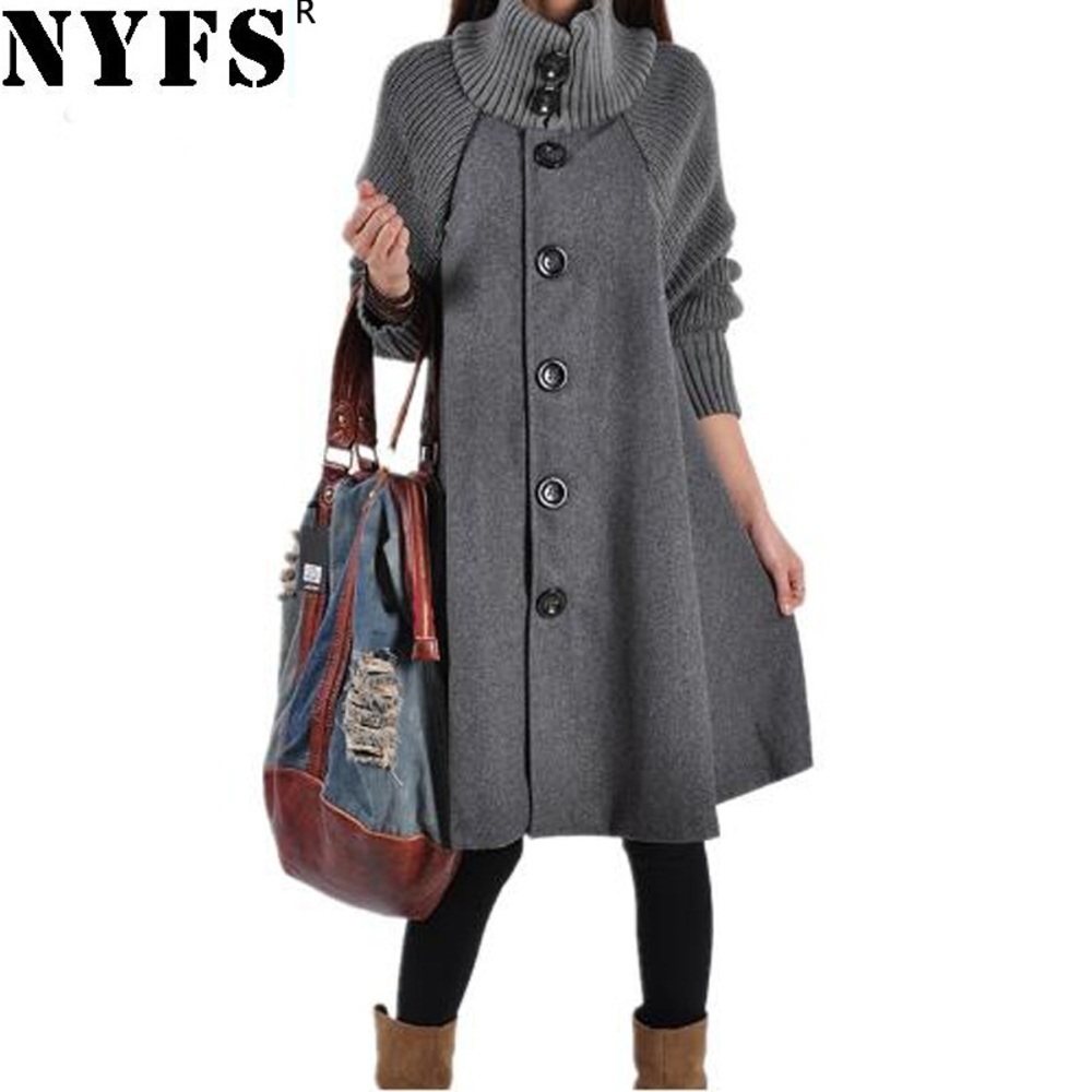 

NYFS 2020 New Winter women Loose Camouflage woolen thickening Overcoat Female Outerwear Oversized Coat, Black