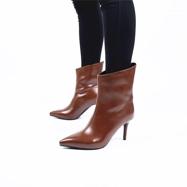 

Boots Fall / Winter 2021 Versatile Plush Skinny Bare Slim Heels High Short Women's Pointed1, Black