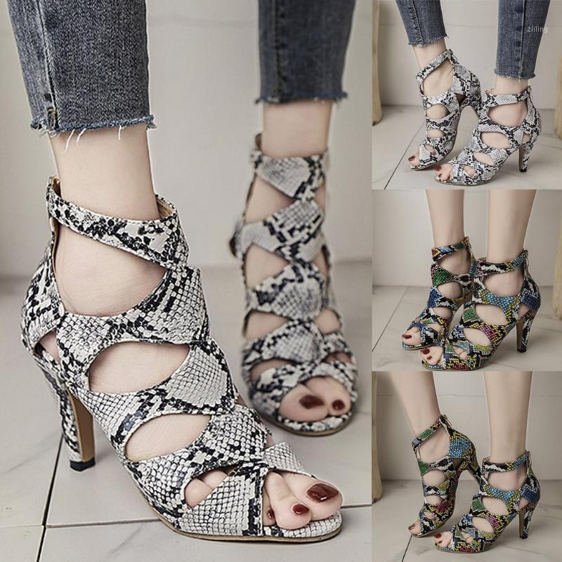 

Summer Womens Open Toe Breathable fashion Sandals Snake Pattern Shoes High Heels casual Working shoes Indoor&Outdoor1, Multicolor
