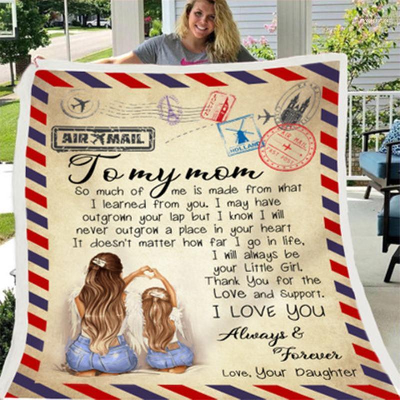 

Flannel Throw Blanket to Family and Friends Letter Printed Quilts Dad Mom for Daughter's Mail Blanket Encourage and Love Gift1