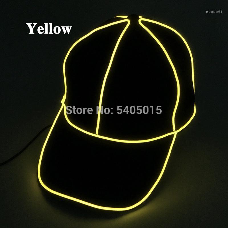 

Popular Baseball Glowing Hat Dance DJ Hip-Hop Caps LED Luminous Party Caps EL Wire Hats With DC3V Driver For Glow Party Supplies1