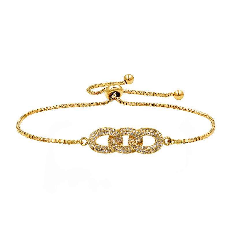 

WEIMANJINGDIAN New Arrival Three Jointed Circles Cubic Zirconia CZ Crystal Adjustable Slides Bracelets for Women