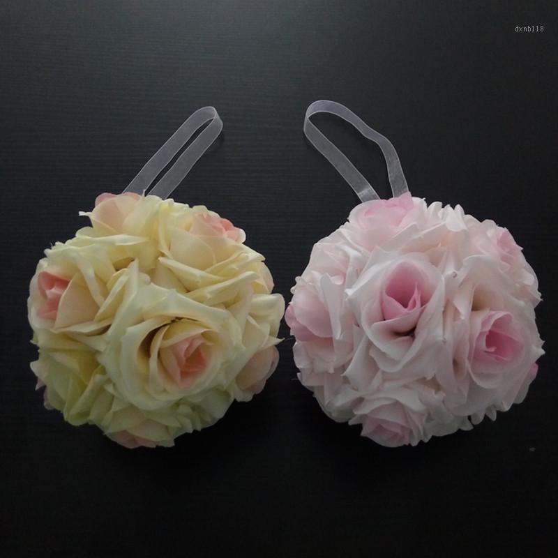 

New 15cm Diameter Artificial Silk Rose Flower Balls Wedding Flowers Centerpiece for Wedding Party Decoration Decorative Flowers1, Beige